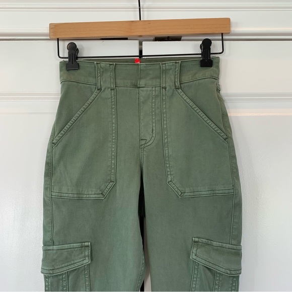 Spanx Pants Green Twill Cargo Legging Skinny Tummy Control Stretch Crop Size XS - Picture 5 of 11